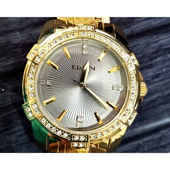 RARE RETRO Lord Elgin Gem Paved Dress Watch Burst Diamond Dial &Bezel Box Papers - Picture 1 of 10